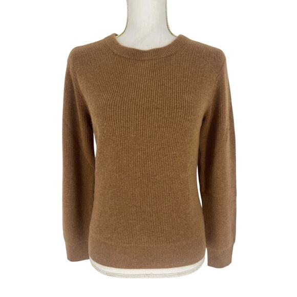 Ravella Ribbed Brown Camilla Luxe Cashmere Sweater - Picture 4 of 12